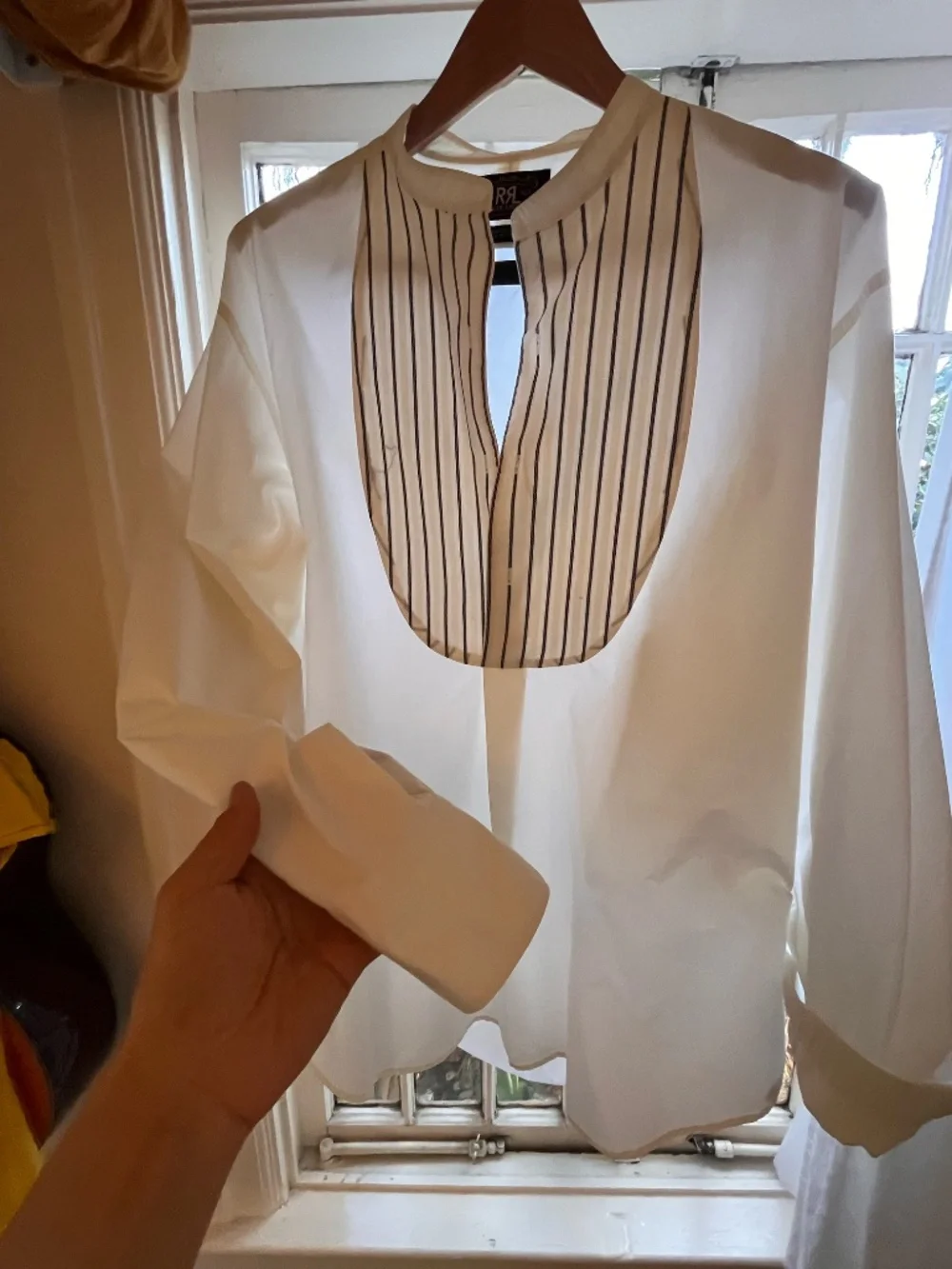 RRL Double RL 1990s Triple Star Bib Tuxedo Shirt XL White Band Collar - Picture 6 of 9